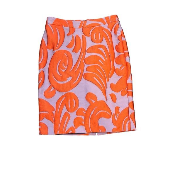 Ann Taylor Embroidered Orange & Purple Pencil Skirt Size: 4 - Picture 1 of 4